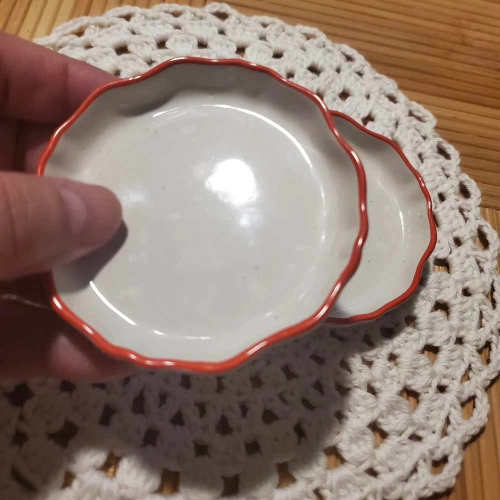 Irregular Edge Recycled Ceramic Trinket Dish Cream/Orange - Hearth & Hand™ with